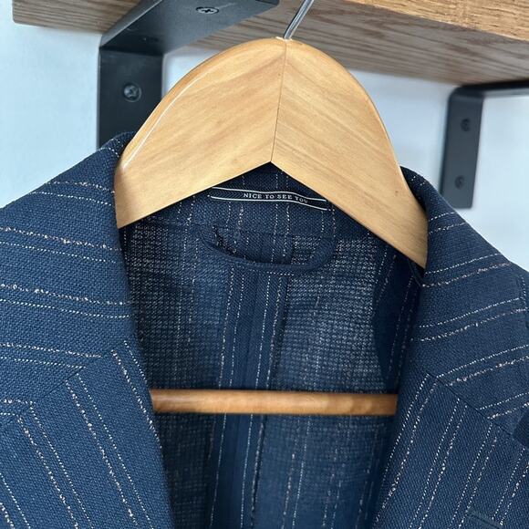 Scotch & Soda Blazer Suit Jacket Medium Blue Striped Cotton Lightweight - Picture 5 of 8